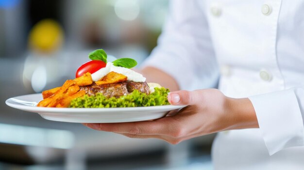Bucătar pregătind o farfurie apetisantă